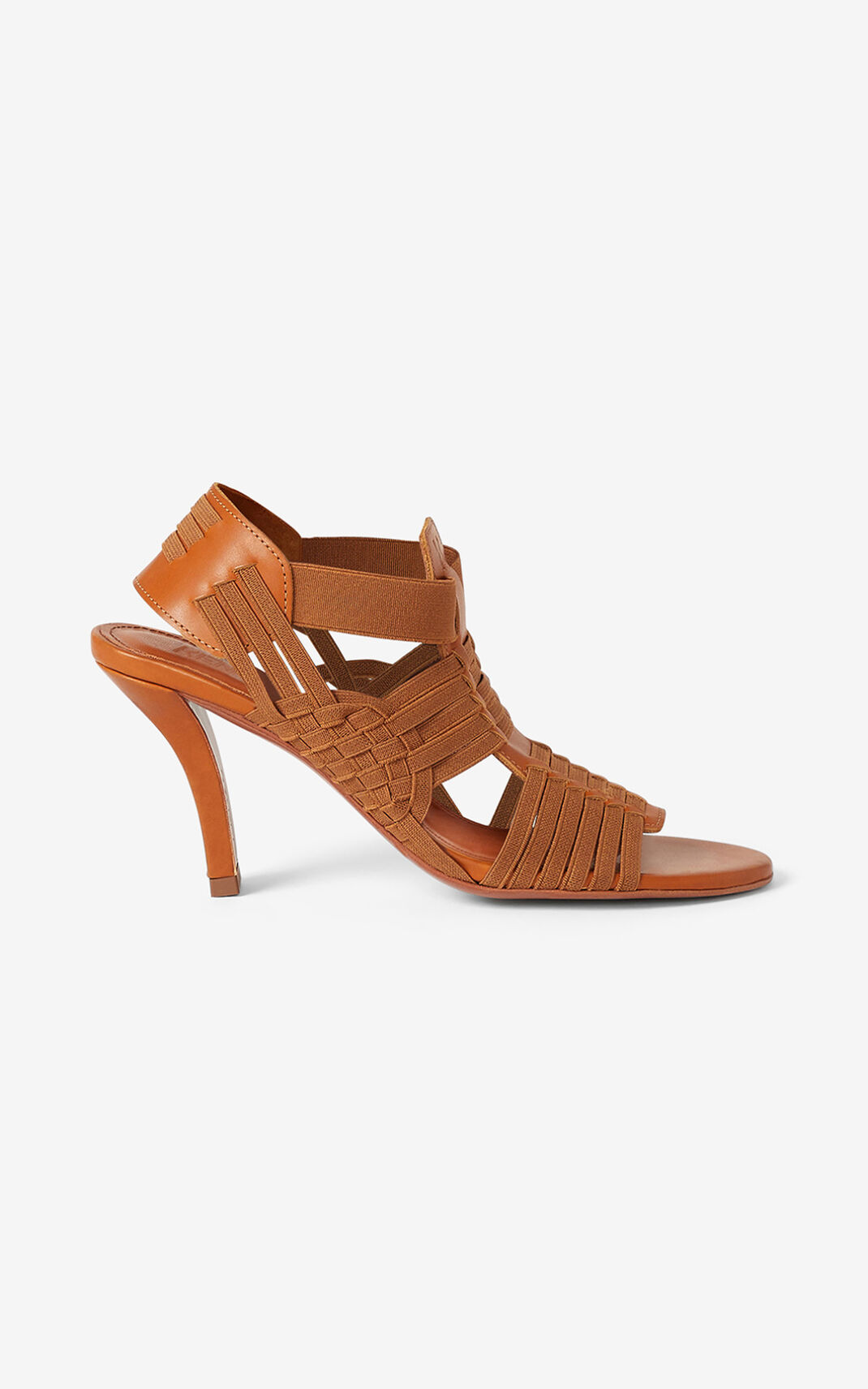 Sandalias Kenzo Greek heeled Cuero Mujer Beige Oscuro WDK784321